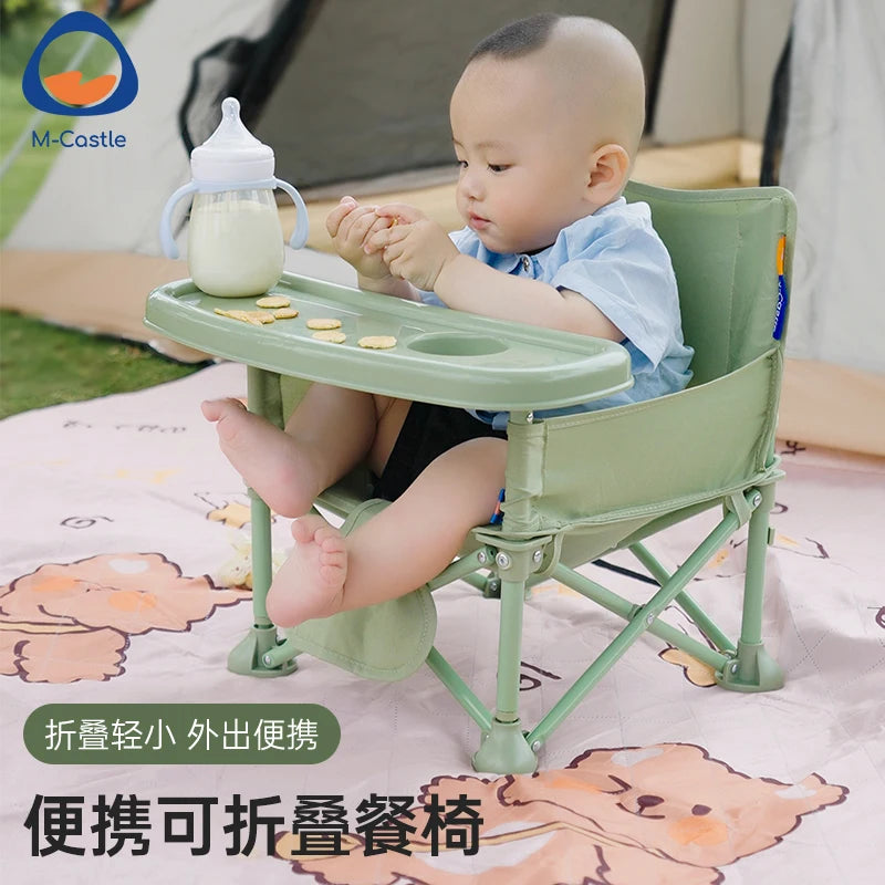 Foldable Baby Highchair with Anti-Slip Seat-Multi-Functional Feeding Chair for Outdoor Easy-Clean Portable Design for Beach
