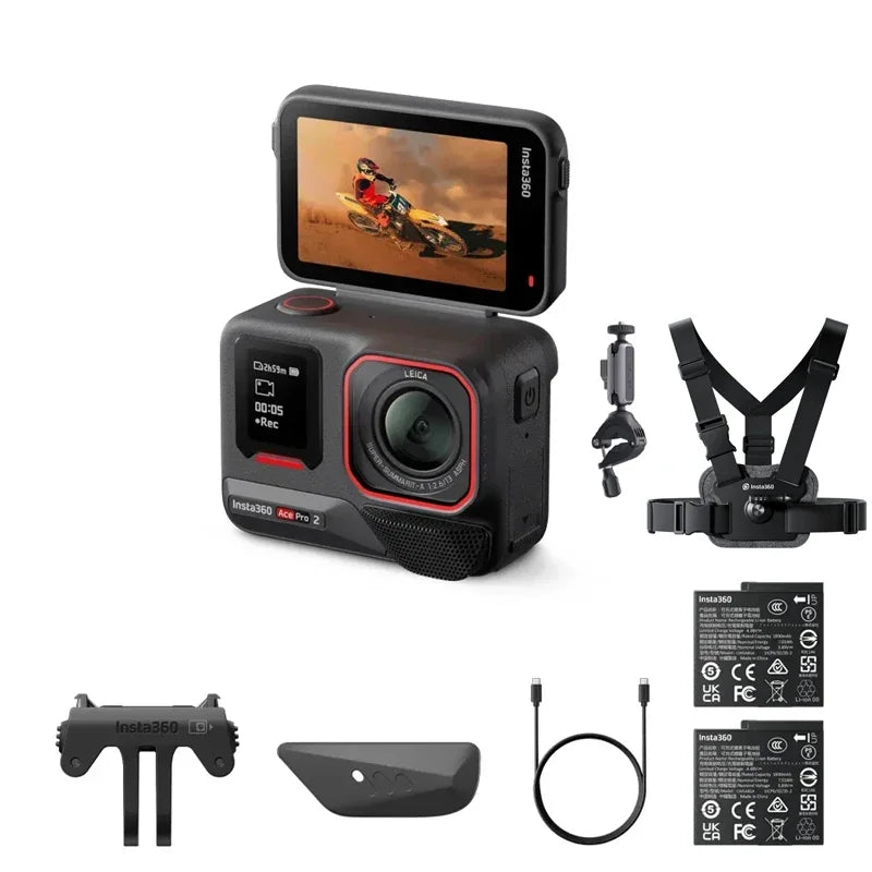 Original Insta360 Ace Pro 2 8K AI Powered Action Cam - Dual Battery Standard Bundle 360 derece aksiyon kamera  4k camera  go pro