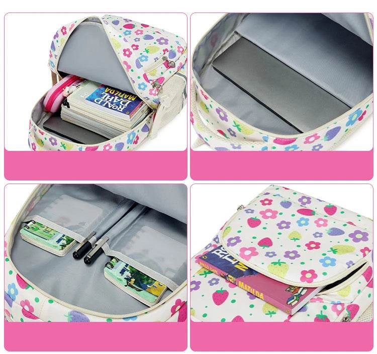 School Bags for Girl Pencil Case Colorful Set School Backpack Book Bag Luxury Brand Schoolbag Teenager's Backpack Kids - AIAZ