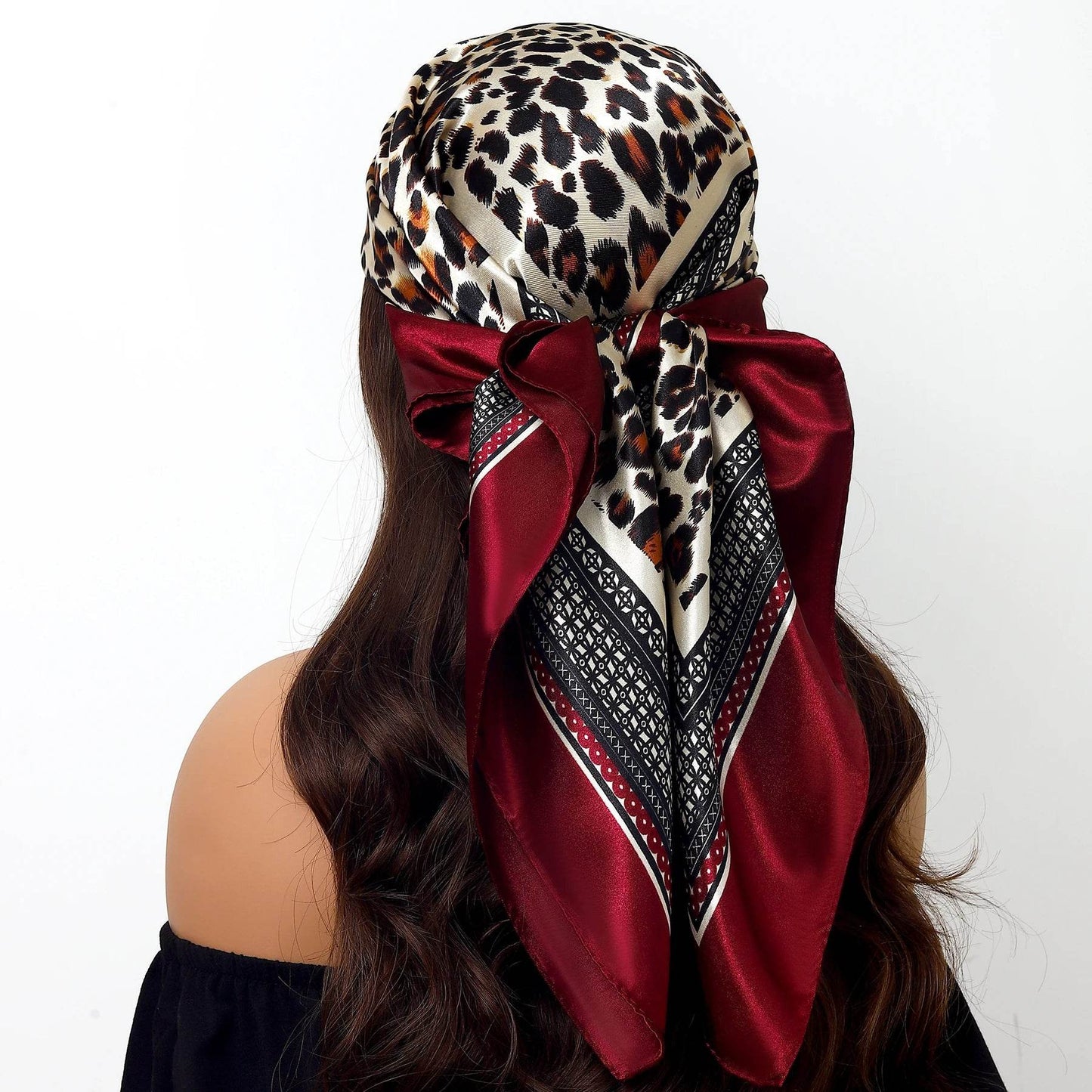 New 90*90cm Retro Brand Women Silk Scarf Bandanna Fashion Bohemian Pattern Square Hijab Lady Wrap Headband foulard muffler - AIAZ