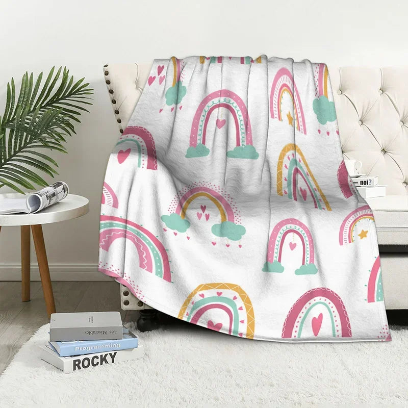 Home decoration plush Throw Sofa blanket Bedspread bed fluffy soft blankets decor Plaid Modern nordic rainbow cute winter