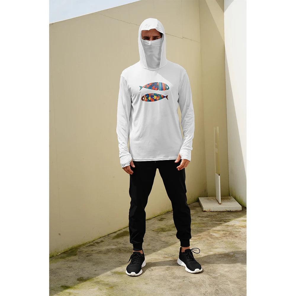 Fishing Shirts Long Sleeve Hoodie UPF 50+ T-shirt Tops Sun Protection Jersey Men's Face Mask Fishing Clothes