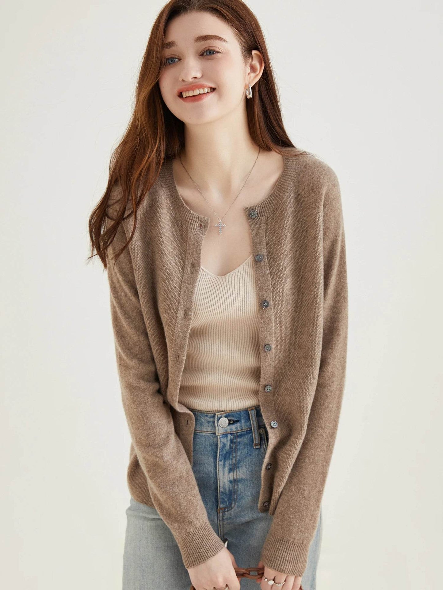 Knit Cardigan for Women Sweater Woman Long Sleeve Top 100% Wool Cardigans Sweaters Vintage Coat Knitwears Jacket Female Clothing - AIAZ