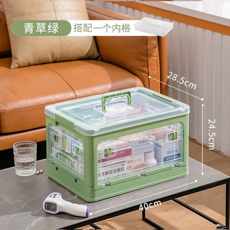 Medicine  Large Capacity Household Storage Box Transparent Emergency Medicine Box Foldable Multi-functional Sorting Box