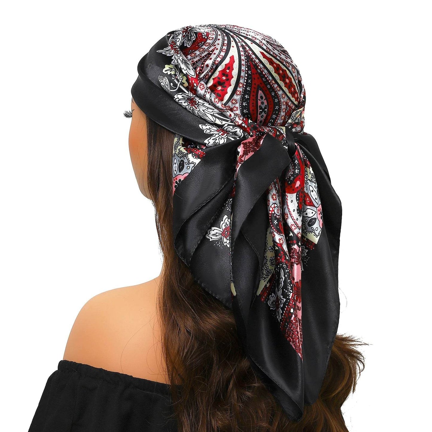Head Scarf Women Luxury Brand Square 90*90cm Silk Foulard Satin Bandana Cheveux Soft Neckerchief Hijab Hair Scarves For Ladies - AIAZ