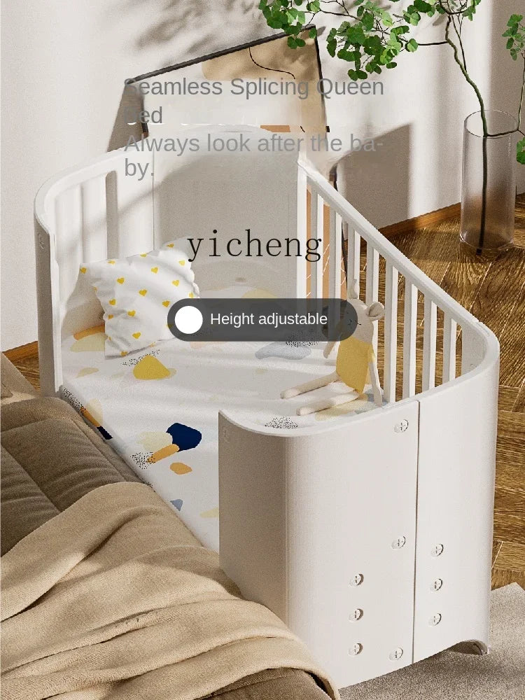 zz  Movable Crib Bed Diaper-Changing Table Lifting Multifunctional Children's Bed Cradle Newborn