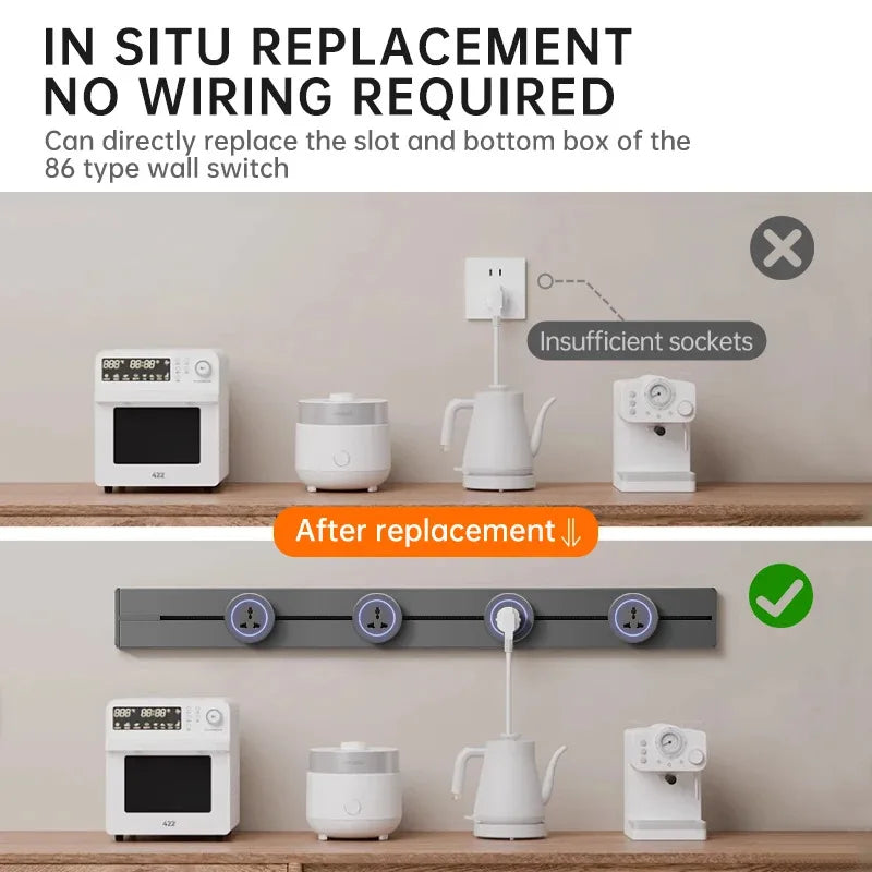 Wall Power Track Socket EU UK US FR Korea Standard Type-C Universal Mobile Plug Adapter Home Kitchen Office Pop Electric Outlets