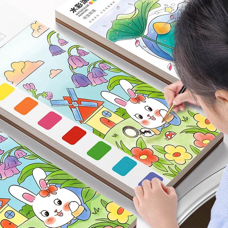 12Pages Coloring Books Portable Watercolor Painting Book Graffiti Picture Books Painting Drawing Toys For Children Gift - AIAZ