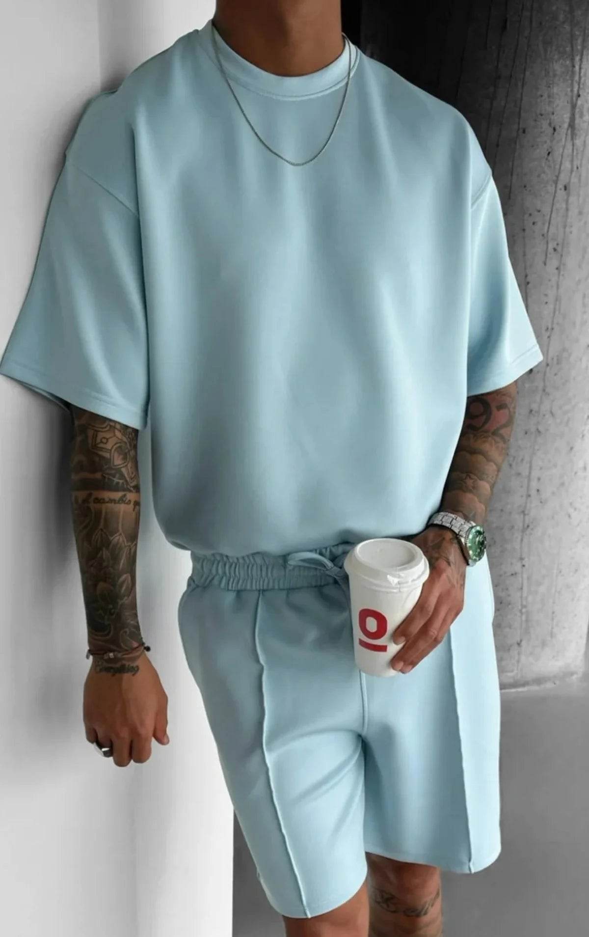 Men 2025 summer fashion sports design sense simple casual solid color quick drying short-sleeved T-shirt trend clothes - AIAZ