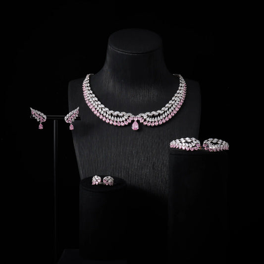 241203 Luxury Bridal Cubic Zirconia Necklace Set for Women Dubai Jewelry Sets  Wed Jewelri Wedding & Engagement musulman ens