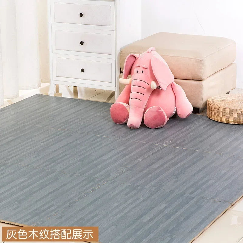 Wooden Baby EVA Foam Play Gym Puzzle Mat Interlocking Exercise Tiles Crawling Carpet for Kids Game Activity Soft Floor 30x30x1cm
