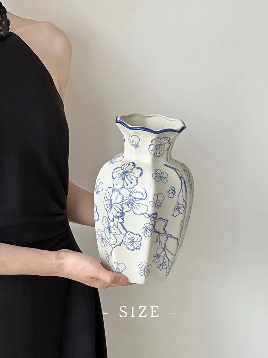 Cerc Flower Vase Decoration Jingdezhen Blue And White Porcelain Living Room Floral Arrangement Desktop Flower Ho...