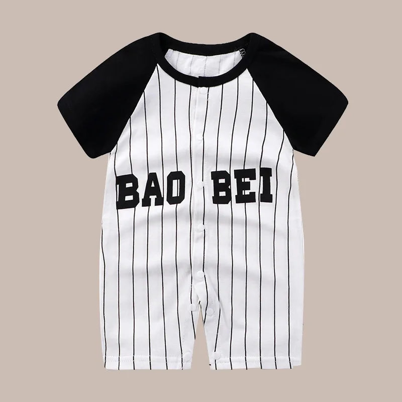 Newborn Clothes Cute Cartoon Dinosaur Tiger Shark Lion Print Strap Comfortable Summer Boys Girl 0-18 Short Sleeved Baby Jumpsuit