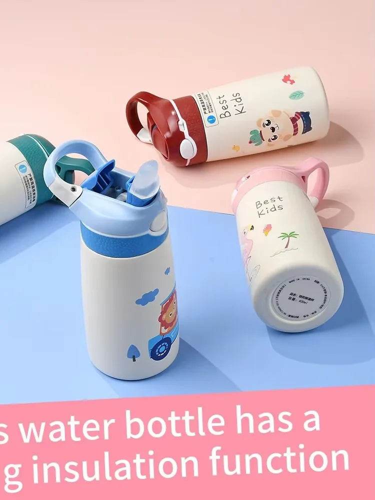 Kids Insulated 316 Stainless Steel Water Bottle with Straw, BPA-Free Sports Metal Water Bottle for Home, Office or Car, 14 OZ - AIAZ