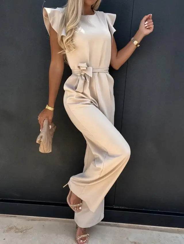 2024 Summer Short Sleeve Wide Leg Jumpsuit For Women Elegant Romper Vintage Streetwear Jumpsuits Overalls Women Jump Suit Woman - AIAZ