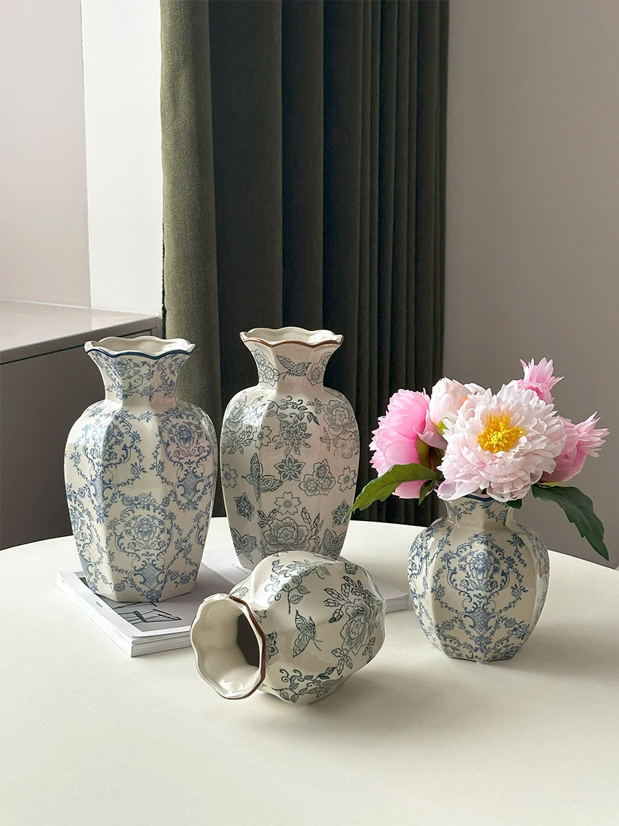 Cerc Flower Vase Decoration Jingdezhen Blue And White Porcelain Living Room Floral Arrangement Desktop Flower Ho...