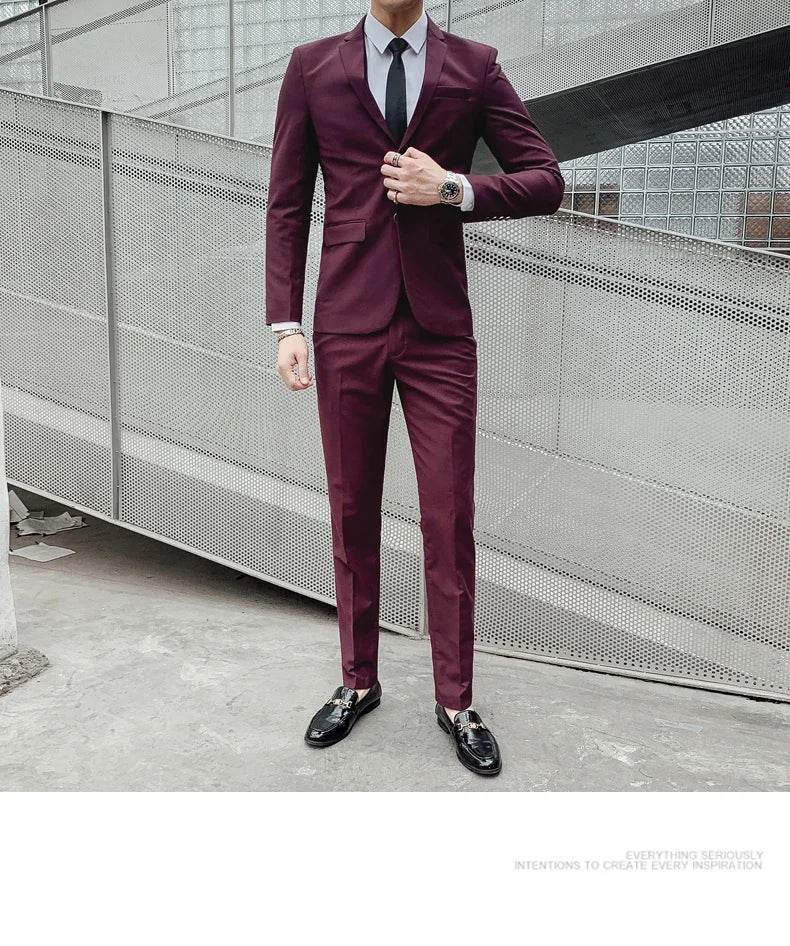 Suit (Blazer+ Vest + Pants) Men's Business Gentleman Fashion Slim Work Solid Color Plus Size Fair Dress Wedding Best Man Suit - AIAZ