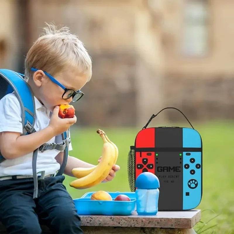 Back To School Game Console Pattern DIY School Bag for Primary and Secondary Students Lunch Bag Pen Bag Shoulder Bag Three Sets - AIAZ