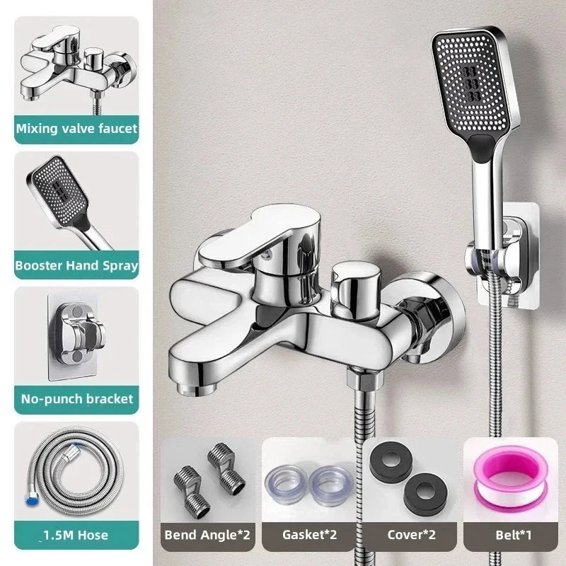 Bathroom Shower Faucet Mixing Valve Shower Shower Set Bathtub Mixing Switch Triple Hot and Cold Faucet Shower Faucet
