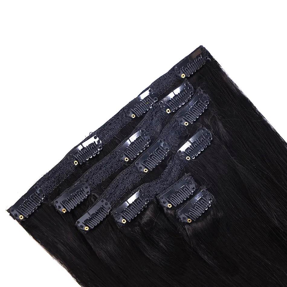 BHF Clip in Hair Extensions Human Hair Straight Remy Hair Natural Black Light Brown Honey Ombre Hair Extensions With Clips 70g - AIAZ