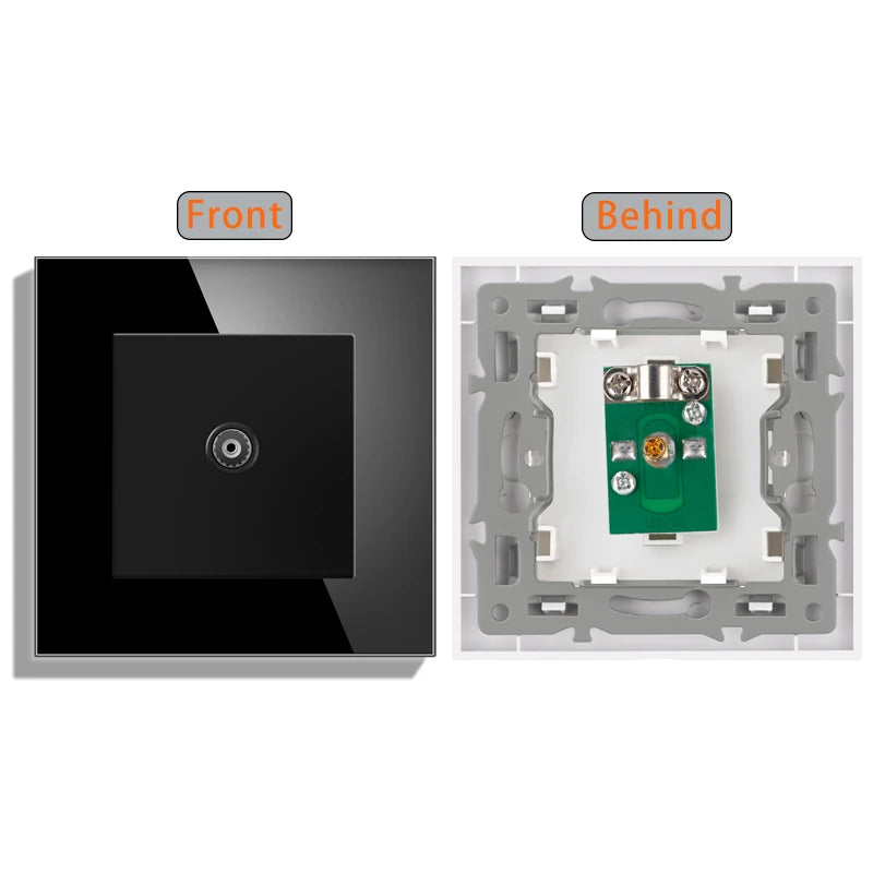 Cat6 rj45 wall socket network socket with TV wall data double socket telephone crystal glass panel rj45 network socket computer