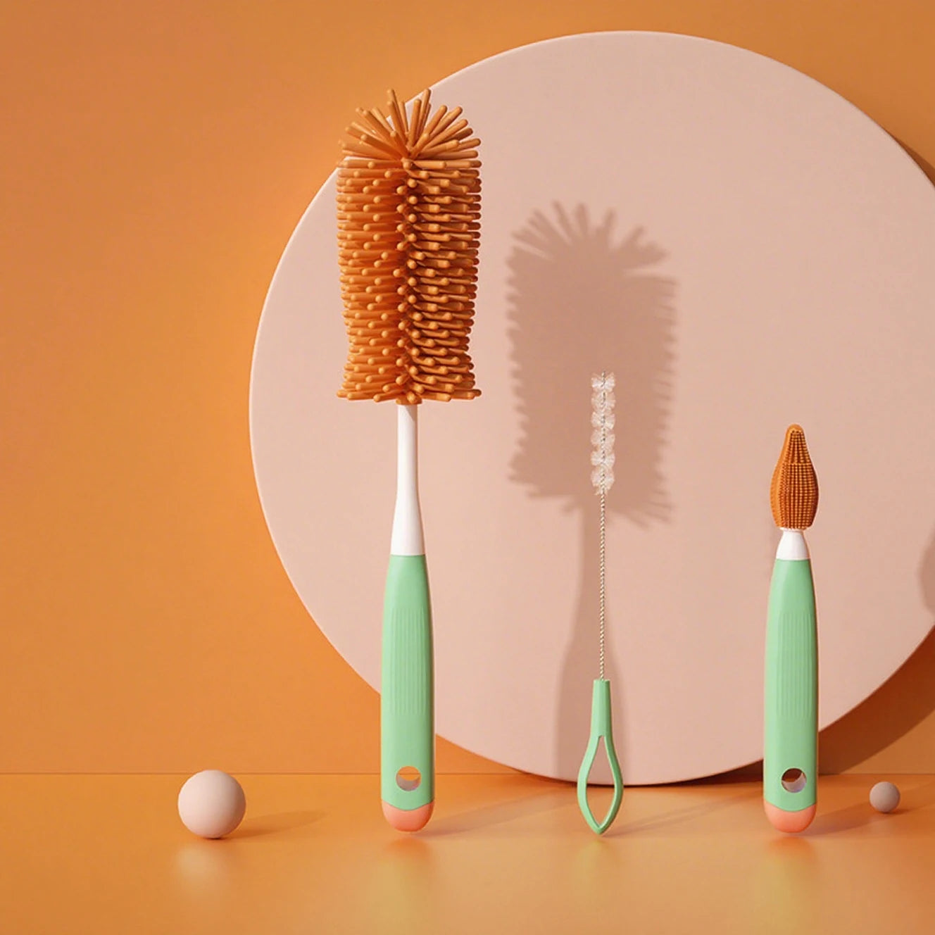 Silicone Bottle Cleaning Brush Baby Pacifier Straw Scrubber Small Brush 360 Degree Glass Cup Washing Kitchen Cleaning Tool Set