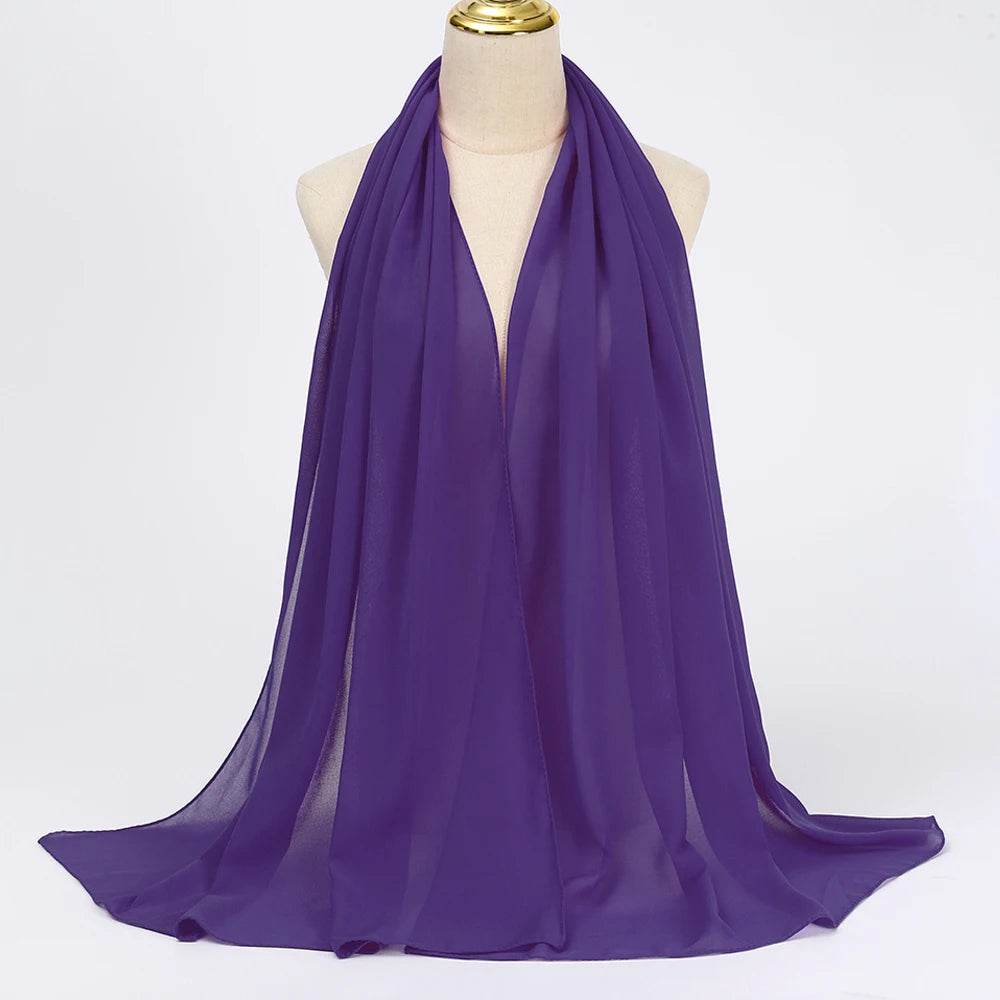 Muslim Chiffon Hijab Scarf Women Long Solid Color Head Wrap For Women Hijabs Scarves Ladies Muslim Veil Jersey Hijabs - AIAZ