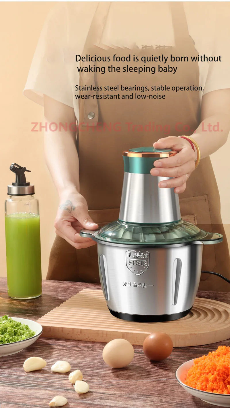 Kitchen household electric meat grinder stainless steel stuffing minced vegetables minced meat mincer small garlic chili cooker
