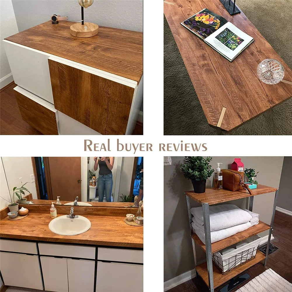 50cm Wide Wood Grain Home Decor Furniture Waterproof Vinyl Wall Sticker Self Adhesive PVC Wallpaper Kitchen Cabinet Door Sticker