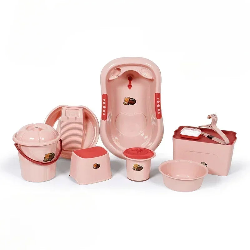 Baby Bath Tub Set with Hanger,Newborn Tub,Non-slip,Complete Bathing Set,Baby Bath Basin,Durable Bathtub,Plastic Baby Bathtub