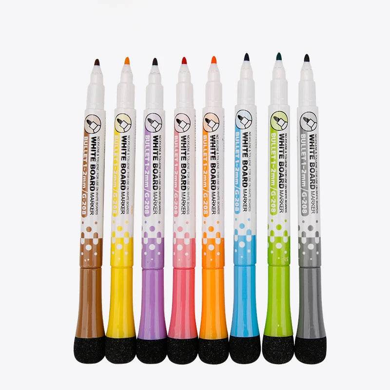 1 Set School Classroom Supplies Magnetic Erasable Whiteboard Pens Markers Dry Eraser Pages Children's Drawing Pen Board Markers - AIAZ