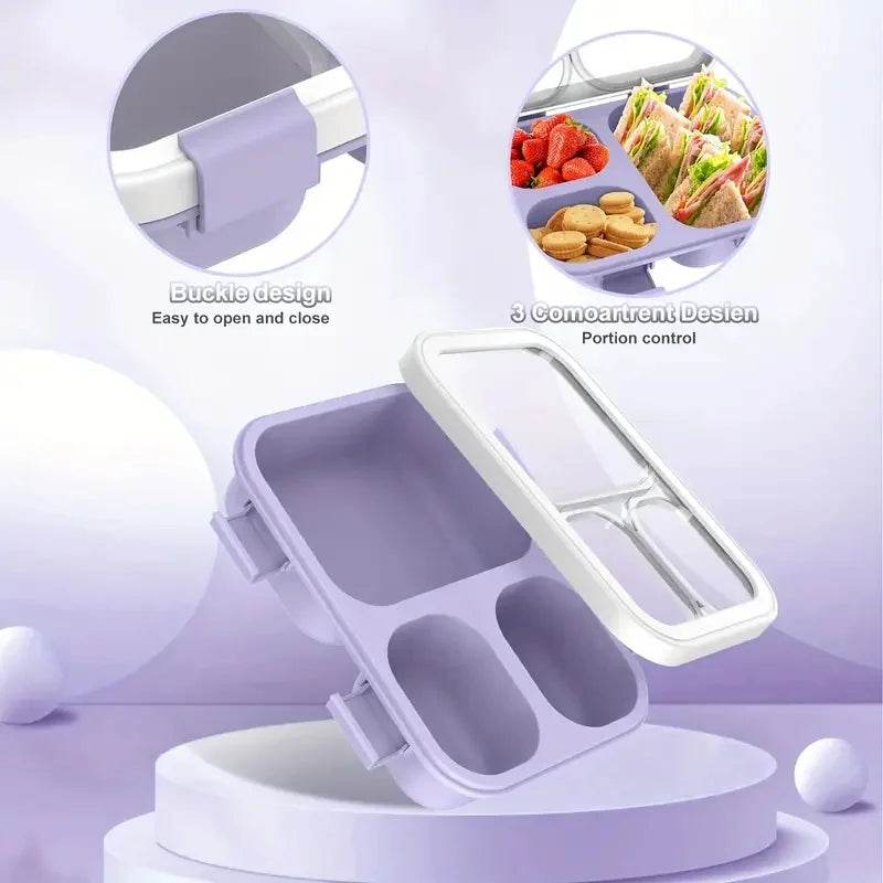 Bento Box Leakproof Lunch Food Storage with Stackable Design Carry Handles Office School for Kitchen Restaurant Use Lunch Box - AIAZ