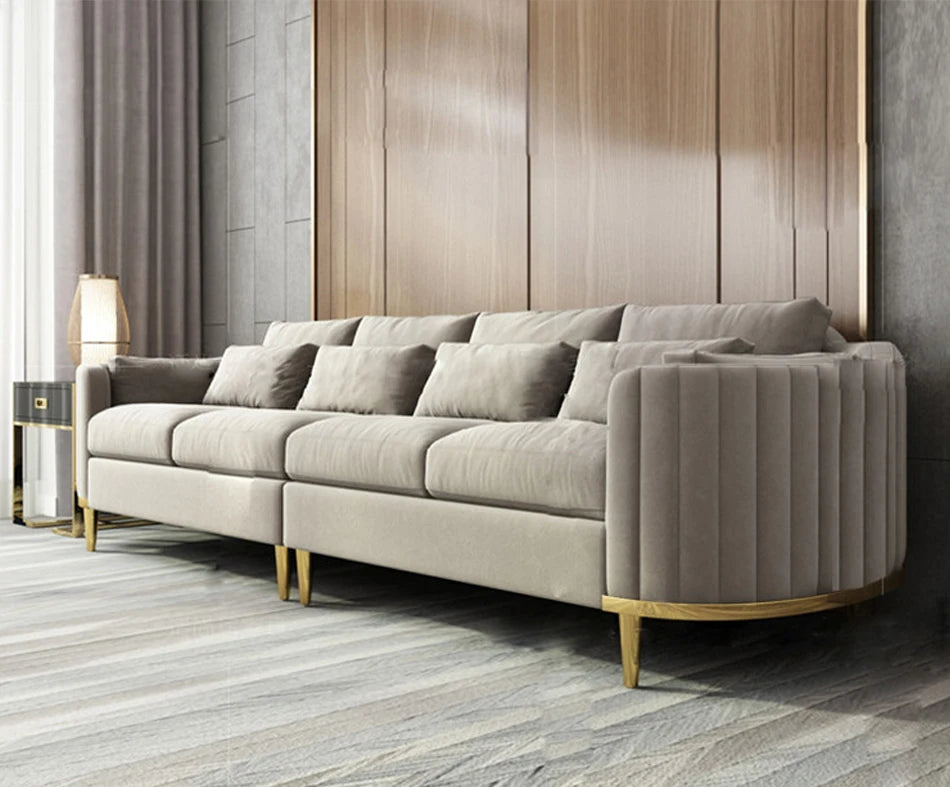 Luxury Sofa Living Room Furniture Curved Dresser Home Lounge Sofa Sets Italian Modern Fabric Velvet Sofa Set Furniture