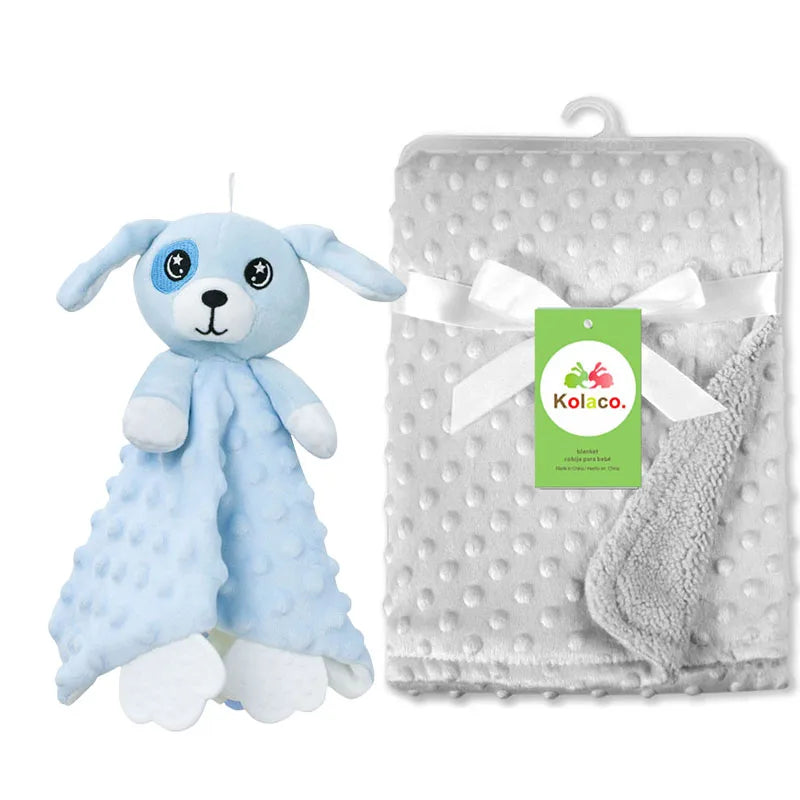 Personalized Baby Blanket Newborn Stroller Sleeping Dolls Custom Blanket With Name Animal Security Towel Gift Set