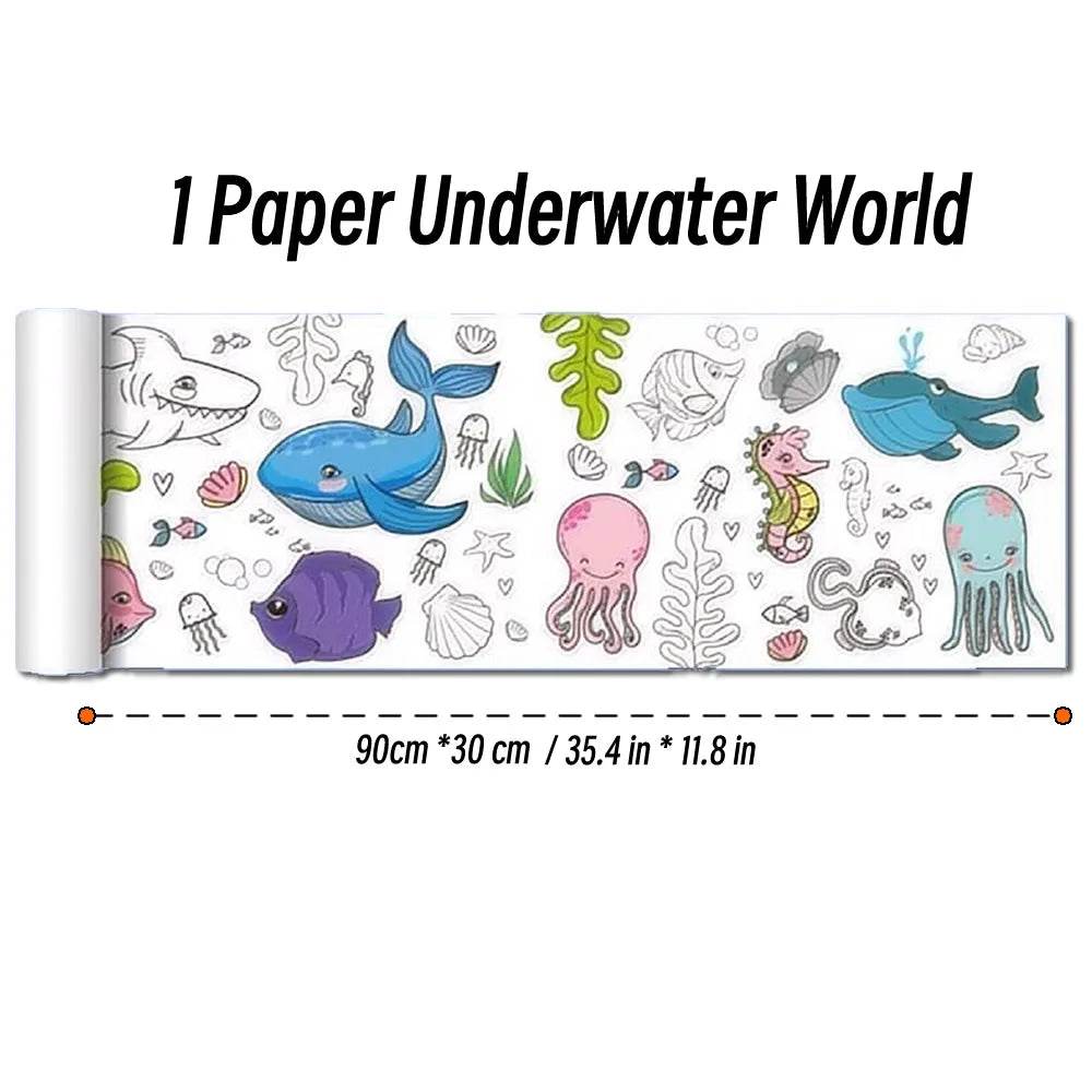90cm Animal Children's Drawing Roll DIY Coloring Paper Roll Color Filling Graffiti Paper-cut for Kids Painting Educational Toys - AIAZ