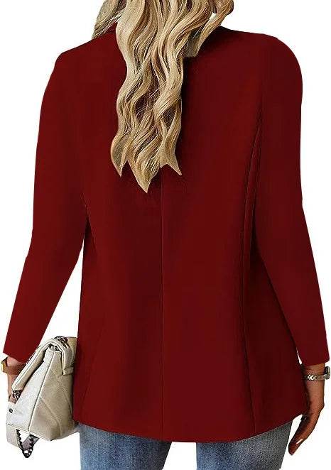 Women's Oversized Blazer Jacket Business Suit Coat Lapel Long Sleeve Solid Button Casual Elegant Coat Trendy Loose Outwear - AIAZ