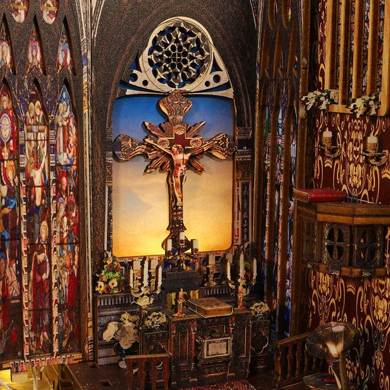 DIY Book Nook Kit Miniature Doll House With LED Light 3D Puzzle Model Building Wooden Bookshelf Bookend Toy Adults Birthday Gift - AIAZ