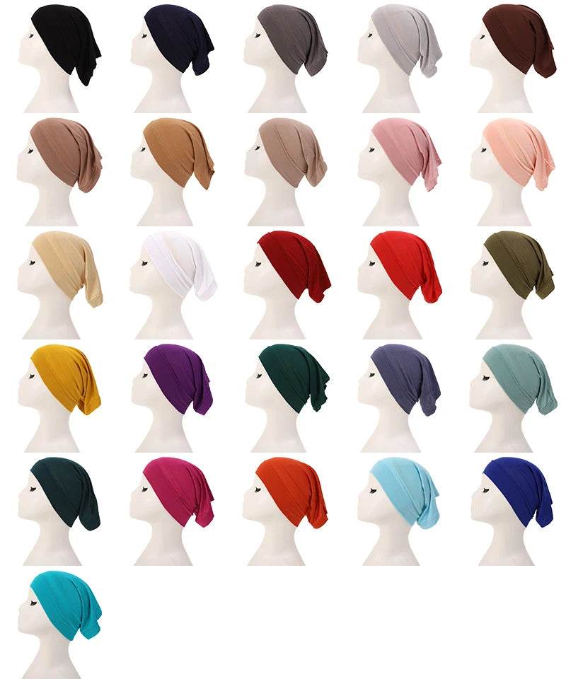 Fashion Muslim Hijab Caps Solid Underscarf Women Veil Modal Cotton Hijab Muslim Scarf Turbans Head Women's Hijabs Hat Islamic - AIAZ