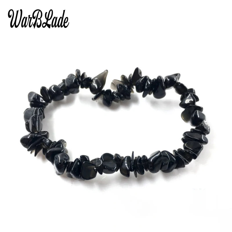 New Women Bracelets Bangles Natural Gem Stone Bracelet Irregular Stretch Chip Beads Nuggets Bracelets Bangles Crystal Wristband