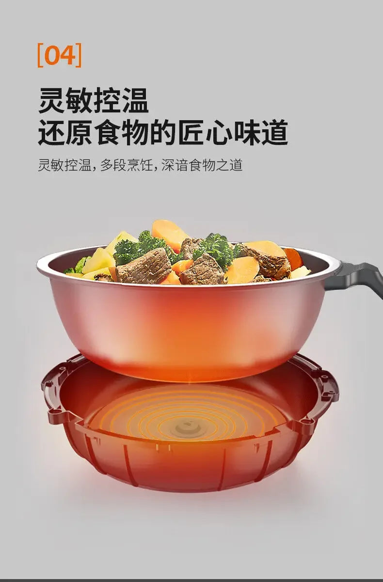 Household cooking robot automatically stir-fries over high heat without oil smoke
