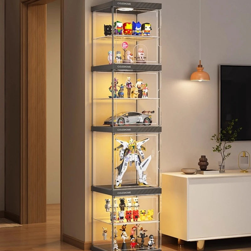 Handmade Display Cabinet, Decorative Model, Building Block Storage Box, Transparent Lego Layered Toy Rack for Household Use