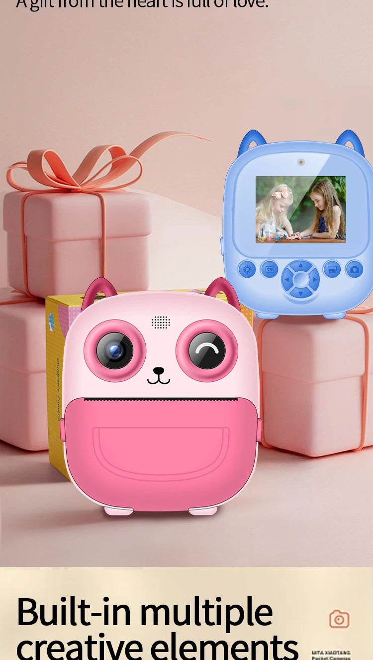 Children Digital Camera Instant Print for Kids Thermal Print Camera Instant Photo Printing Camera Video Toys+32G Memory Card - AIAZ