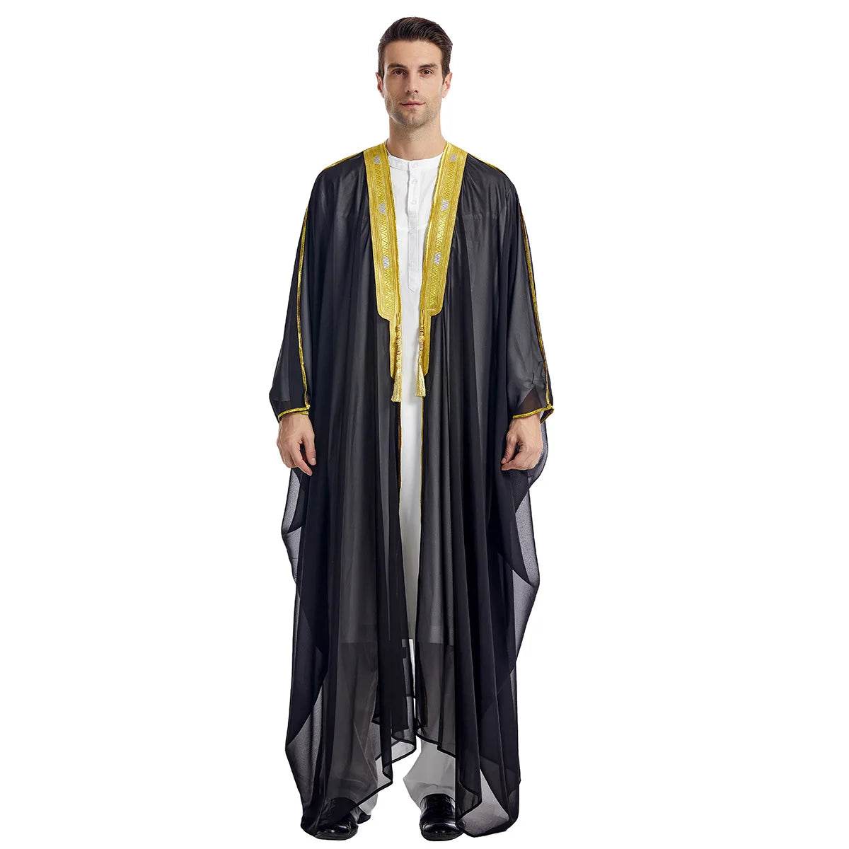 Islamic Clothing Men Robe Arabic Costumes Kaftan Muslim Man Moroccan Casual Long Dress Striped Middle East National Costume - AIAZ