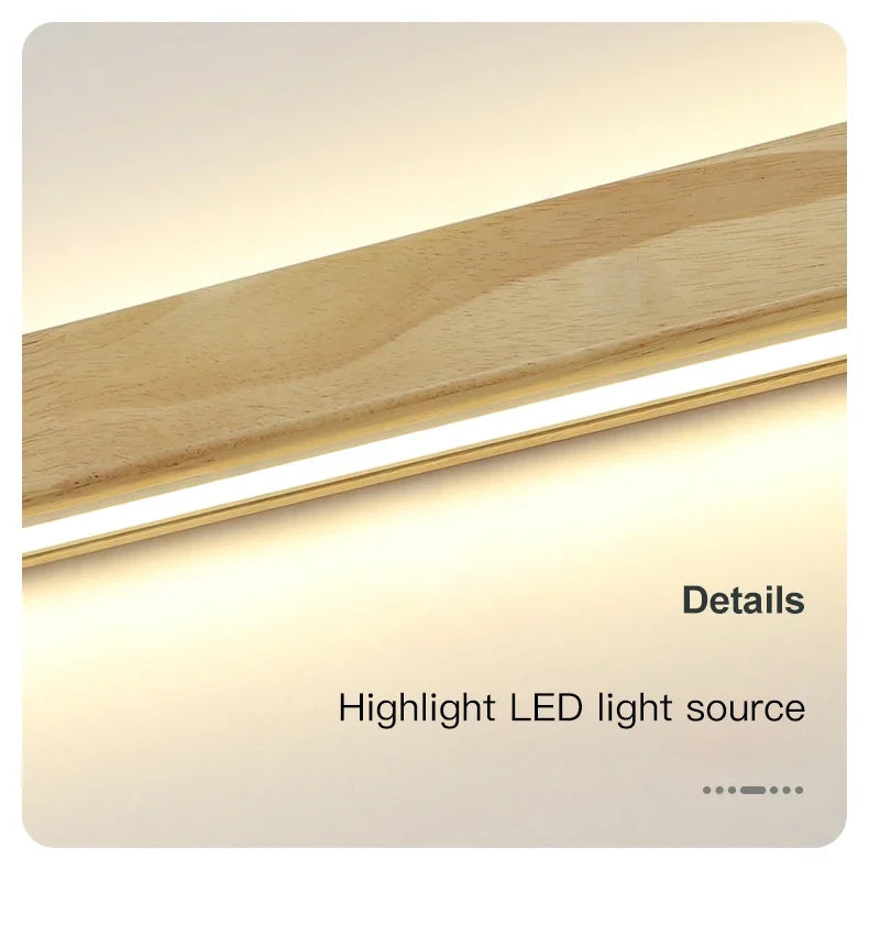 Simple Solid Wood Wall Lamp LED Long Strip Lamp Living Room Background Wall Corridor Balcony Bedroom Bedside Lighting Decoration
