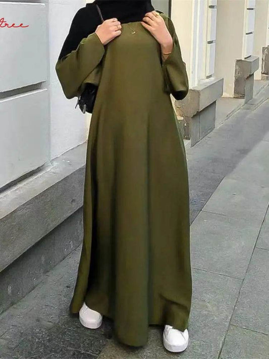 Fashion Sliky Djellaba Muslim Dress Dubai Full Length Flare Sleeved Soft Abaya Dubai Turkey Muslim Islam Robe WY921 - AIAZ