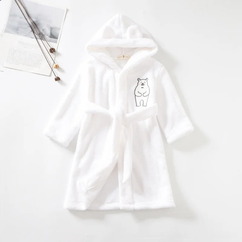 Kids Soft Pajamas Children's Winter Flannel Bathrobe 2023 New Cartoon Cute Sleepwear Boys Girls Autumn Robes Hooded Homewear