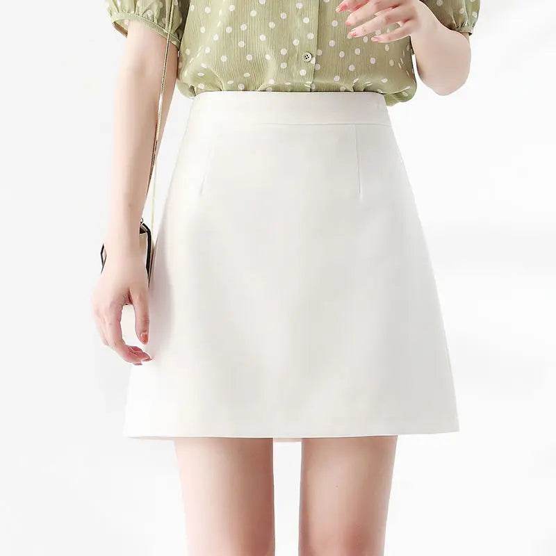 Skirts Women Solid A-line Sexy Prevalent Zipper Mini Skirts Daily Minimalist Fall Basic Street Style Korean Above Knee Clothes - AIAZ