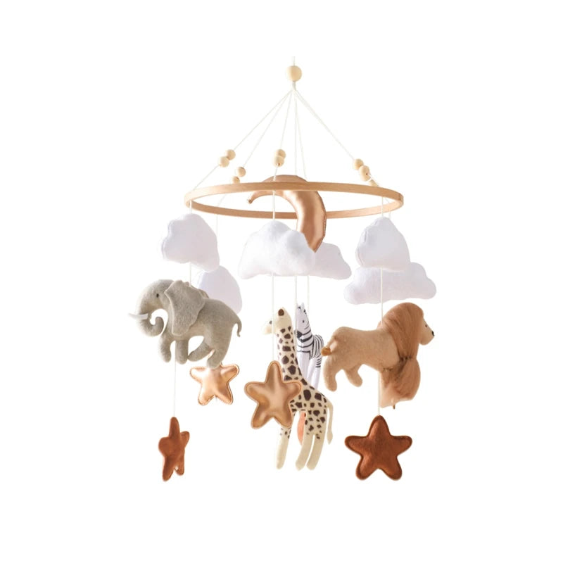 Baby Mobile Crib Bed Bell Musical Rattles Toys Soft Felt Cartoon Animal for Infants Nursery Mobiles Forest Animals Crib Toys