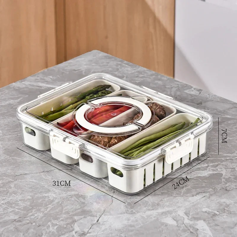 Drain Basket Divided Fresh-keeping Boxes Household Snack Fruits Transparent Simple and Transparent Kitchen Fresh-keeping Box