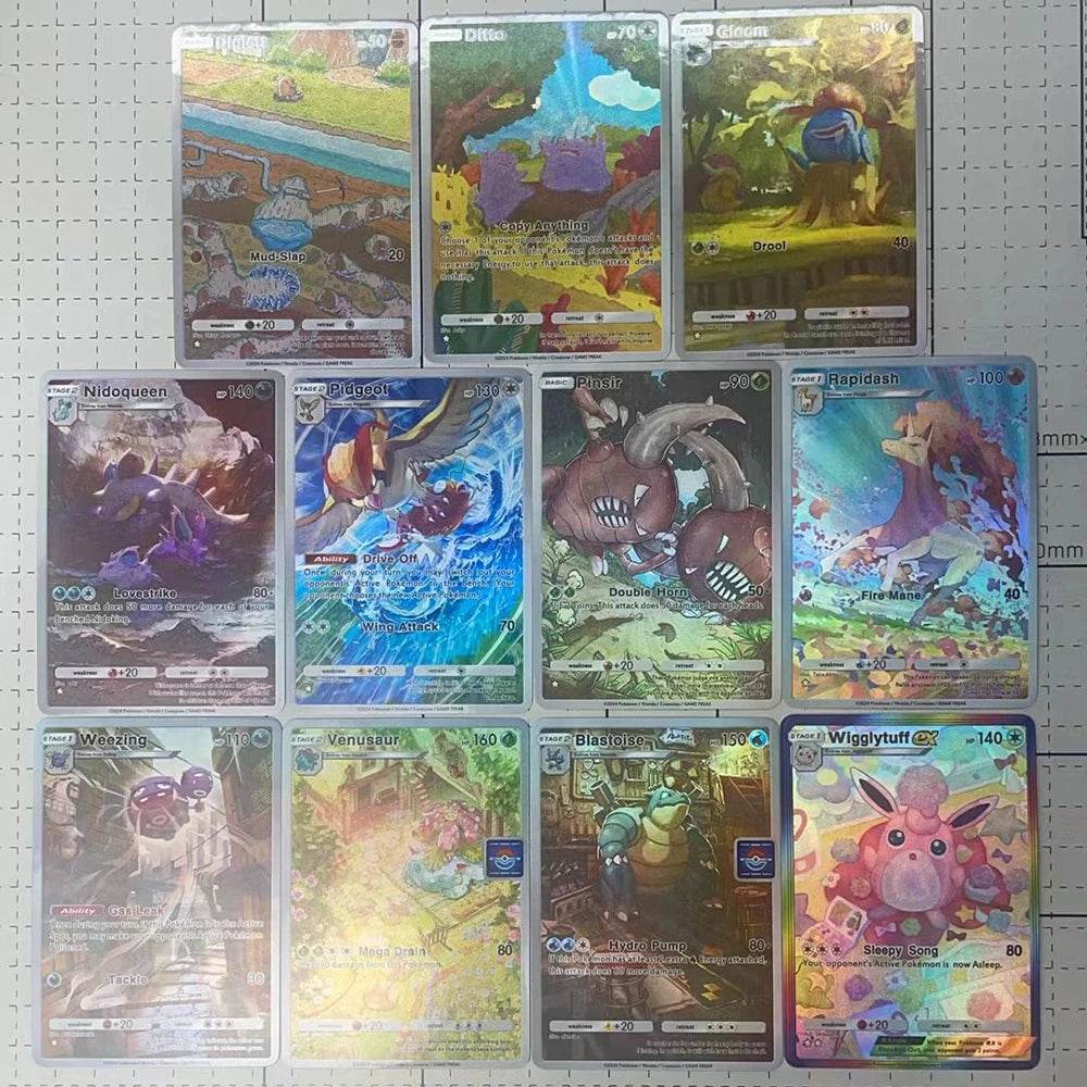 13PCS/SET NEW DIY Anime PTCG POCKET COLLECTION CARD WIGGLYTUFF TATSUGIRI ENGLISH VERSION Embossed Texture Flash Card Child Gift - AIAZ